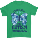 I Wear Blue For Autism Butterfly Autistic Mens T-Shirt 100% Cotton Irish Green