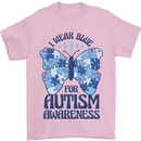 I Wear Blue For Autism Butterfly Autistic Mens T-Shirt 100% Cotton Light Pink
