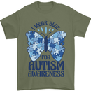 I Wear Blue For Autism Butterfly Autistic Mens T-Shirt 100% Cotton Military Green