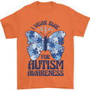 I Wear Blue For Autism Butterfly Autistic Mens T-Shirt 100% Cotton Orange