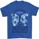 I Wear Blue For Autism Butterfly Autistic Mens T-Shirt 100% Cotton Royal Blue