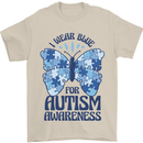 I Wear Blue For Autism Butterfly Autistic Mens T-Shirt 100% Cotton Sand