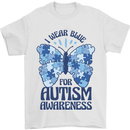 I Wear Blue For Autism Butterfly Autistic Mens T-Shirt 100% Cotton White