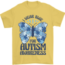 I Wear Blue For Autism Butterfly Autistic Mens T-Shirt 100% Cotton Yellow