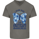 I Wear Blue For Autism Butterfly Autistic Mens V-Neck Cotton T-Shirt Charcoal