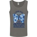 I Wear Blue For Autism Butterfly Autistic Mens Vest Tank Top Charcoal