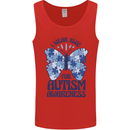 I Wear Blue For Autism Butterfly Autistic Mens Vest Tank Top Red