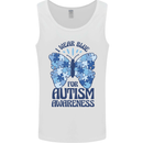 I Wear Blue For Autism Butterfly Autistic Mens Vest Tank Top White