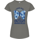 I Wear Blue For Autism Butterfly Autistic Womens Petite Cut T-Shirt Charcoal