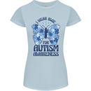 I Wear Blue For Autism Butterfly Autistic Womens Petite Cut T-Shirt Light Blue