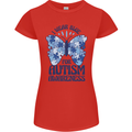 I Wear Blue For Autism Butterfly Autistic Womens Petite Cut T-Shirt Red