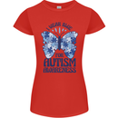 I Wear Blue For Autism Butterfly Autistic Womens Petite Cut T-Shirt Red