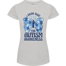 I Wear Blue For Autism Butterfly Autistic Womens Petite Cut T-Shirt Sports Grey