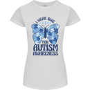 I Wear Blue For Autism Butterfly Autistic Womens Petite Cut T-Shirt White