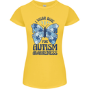 I Wear Blue For Autism Butterfly Autistic Womens Petite Cut T-Shirt Yellow