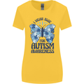 I Wear Blue For Autism Butterfly Autistic Womens Wider Cut T-Shirt Yellow