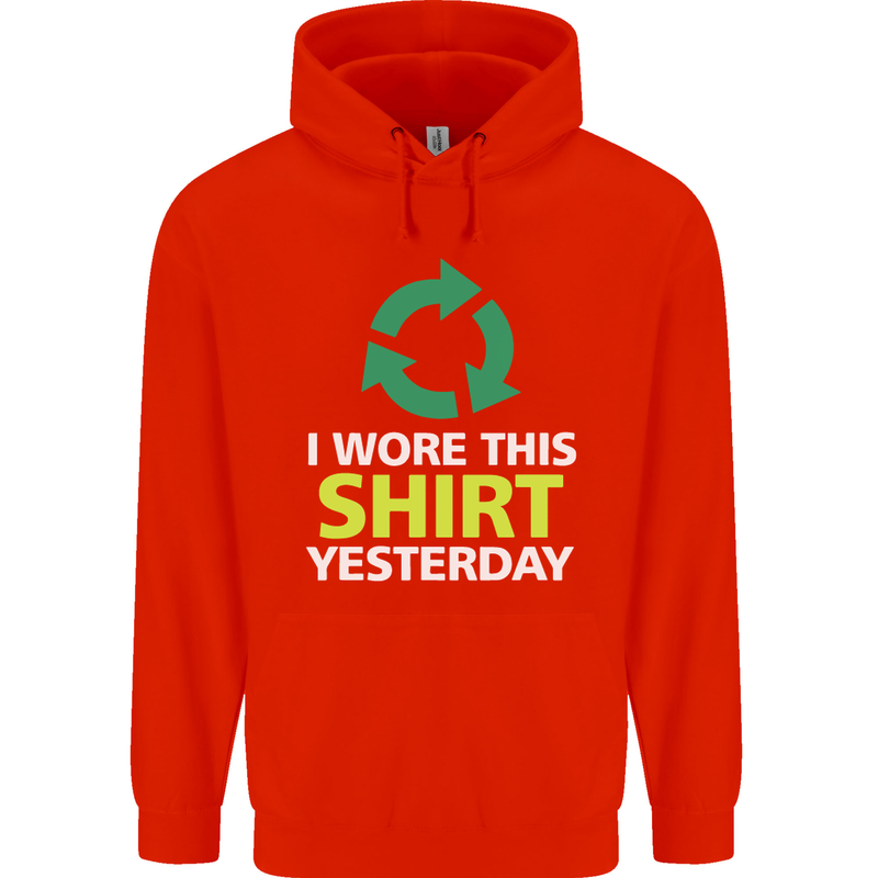 I Wore This Yesterday Funny Environmental Childrens Kids Hoodie Bright Red