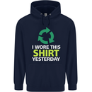I Wore This Yesterday Funny Environmental Childrens Kids Hoodie Navy Blue