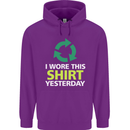 I Wore This Yesterday Funny Environmental Childrens Kids Hoodie Purple