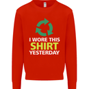 I Wore This Yesterday Funny Environmental Kids Sweatshirt Jumper Bright Red