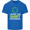 I Wore This Yesterday Funny Environmental Kids T-Shirt Childrens Royal Blue