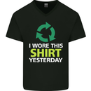 I Wore This Yesterday Funny Environmental Mens V-Neck Cotton T-Shirt Black