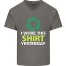 I Wore This Yesterday Funny Environmental Mens V-Neck Cotton T-Shirt Charcoal