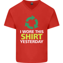 I Wore This Yesterday Funny Environmental Mens V-Neck Cotton T-Shirt Red