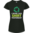 I Wore This Yesterday Funny Environmental Womens Petite Cut T-Shirt Black