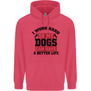 I Work Hard So My Dogs Better Life Funny Childrens Kids Hoodie Heliconia