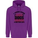 I Work Hard So My Dogs Better Life Funny Childrens Kids Hoodie Purple