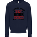 I Work Hard So My Dogs Better Life Funny Kids Sweatshirt Jumper Navy Blue