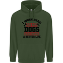 I Work Hard So My Dogs Better Life Funny Mens 80% Cotton Hoodie Forest Green