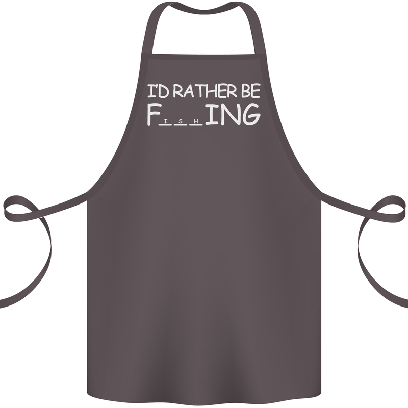 I'd Rather Be Fishing Funny Fisherman ECG Cotton Apron 100% Organic Dark Grey