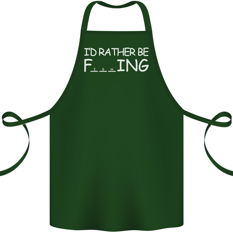 I'd Rather Be Fishing Funny Fisherman ECG Cotton Apron 100% Organic Forest Green