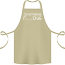 I'd Rather Be Fishing Funny Fisherman ECG Cotton Apron 100% Organic Khaki