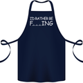 I'd Rather Be Fishing Funny Fisherman ECG Cotton Apron 100% Organic Navy Blue
