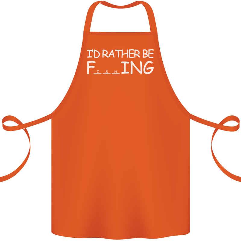 I'd Rather Be Fishing Funny Fisherman ECG Cotton Apron 100% Organic Orange