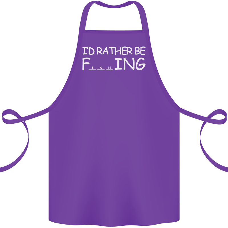 I'd Rather Be Fishing Funny Fisherman ECG Cotton Apron 100% Organic Purple