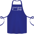 I'd Rather Be Fishing Funny Fisherman ECG Cotton Apron 100% Organic Royal Blue