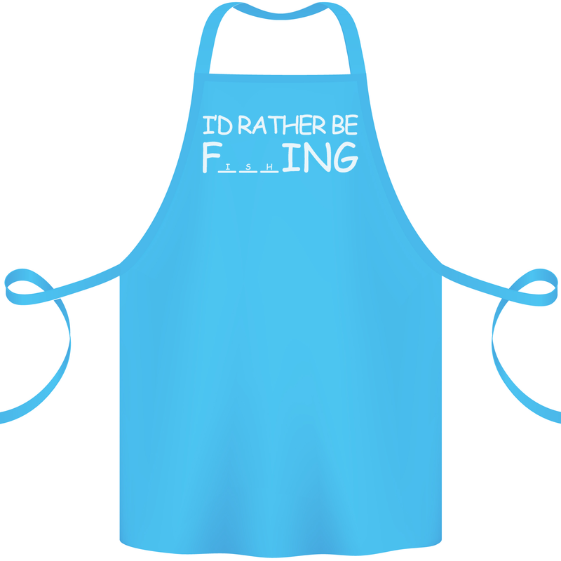 I'd Rather Be Fishing Funny Fisherman ECG Cotton Apron 100% Organic Turquoise