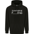 I'd Rather Be Fishing Funny Fisherman ECG Mens 80% Cotton Hoodie Black