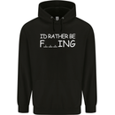 I'd Rather Be Fishing Funny Fisherman ECG Mens 80% Cotton Hoodie Black