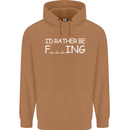 I'd Rather Be Fishing Funny Fisherman ECG Mens 80% Cotton Hoodie Caramel Latte