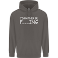 I'd Rather Be Fishing Funny Fisherman ECG Mens 80% Cotton Hoodie Charcoal