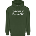 I'd Rather Be Fishing Funny Fisherman ECG Mens 80% Cotton Hoodie Forest Green