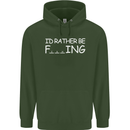 I'd Rather Be Fishing Funny Fisherman ECG Mens 80% Cotton Hoodie Forest Green