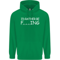 I'd Rather Be Fishing Funny Fisherman ECG Mens 80% Cotton Hoodie Irish Green
