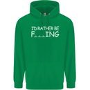 I'd Rather Be Fishing Funny Fisherman ECG Mens 80% Cotton Hoodie Irish Green