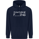 I'd Rather Be Fishing Funny Fisherman ECG Mens 80% Cotton Hoodie Navy Blue
